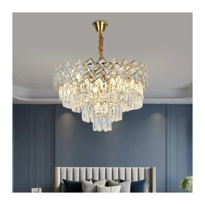 Candelabru Cristal WINDSOR Nobile 5xE27, Diametru 40cm, Auriu Lucios, Inaltime Reglabila foto