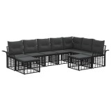 vidaXL Set de canapele de exterior 9 pcs Negru și Gri &icirc;nchis Poliester 3437813