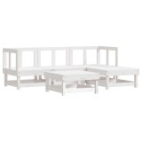 Cumpara ieftin Set mobilier relaxare de gradina 5 piese alb lemn masiv de pin