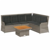 Set mobilier de gradina cu perne, 5 piese, gri, poliratan