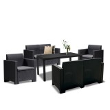 Set Mobilier Gradina Nero IV Big, 6 Locuri, Grafit, Ratan, Rezistent Intemperii. Canapele+Fotolii+Masa. Ideal Exterior, Terasa
