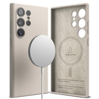 Husa pentru Samsung Galaxy S24 Ultra - Ringke Silicone Magnetic - Stone foto