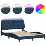 Cadru de pat cu LED fara saltea Hvar Albastru 140x200 cm tesatura