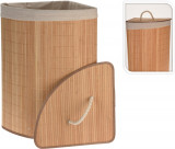 Cos de rufe Corner shape, 35x35x60 cm, bambus, natural, Excellent Houseware