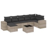 Cumpara ieftin Set mobilier de gradina cu perne, 8 piese gri deschis poliratan