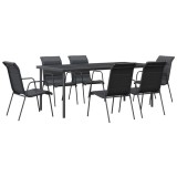 Cumpara ieftin Set mobilier de gradina, 7 piese, negru, otel si textilena