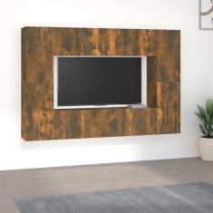 vidaXL Set dulap TV, 8 piese, stejar fumuriu, lemn prelucrat foto