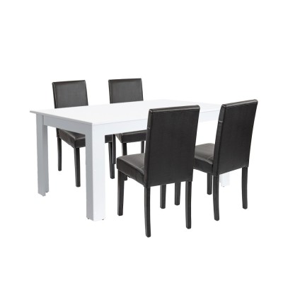 Set de masă Leon 4+1 alb-negru foto