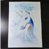 E128. Tablou, Alt Unicorn, realizat in acuarela pe hartie, neinramat, 25x35cm, Animale, Suprarealism, RavariuArt