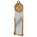 Oglinda Jugdenstill din cristal cu o rama aurie si medalion cu ingerasi CAT228