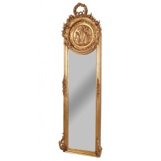 Oglinda Jugdenstill din cristal cu o rama aurie si medalion cu ingerasi CAT228