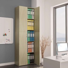vidaXL Dulap de birou, stejar sonoma, 60x32x190 cm, lemn prelucrat