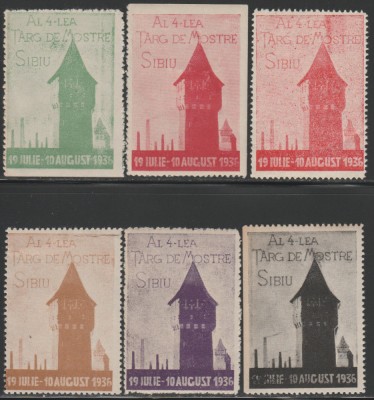 1936 Romania - Set 6 vignete dantelate Al IV-lea Targ de Mostre Sibiu foto