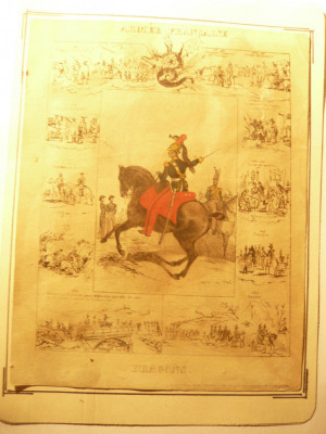 Litografie Armata Franceza - Dragonii 1558-1834 - istoric -dim.= 17,2x13,5 foto