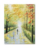 Cumpara ieftin Tablou aleea tomnatica pictat manual, Pe drumul meu, 70x50cm ulei in cutit efect 3D, Leonard Covaci