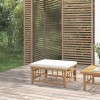 vidaXL Taburet Gradina cu Perna Alb Crem Bambus 55x65x30cm Scaun Exterior