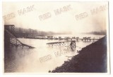 3536 - Rm. VALCEA Podul de la Goranu distrus - old postcard real Photo (14/9 cm)