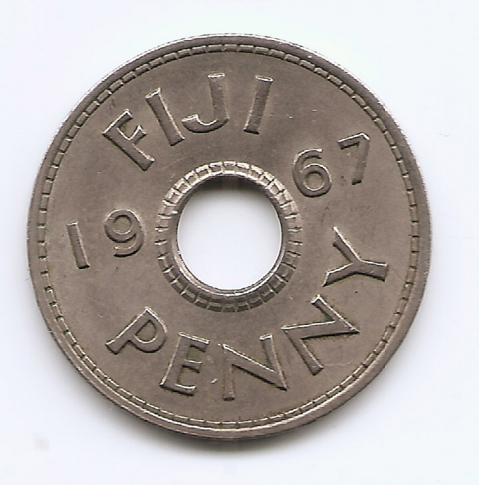Fiji 1 penny 1967 - Elizabeth II - Cupru-nichel, B11, 26 mm KM-21 (2)