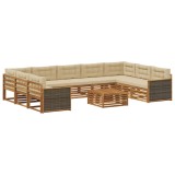 vidaXL Set de canapele de exterior cu pernă 10 pcs Natural și Bej 3383861