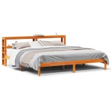 Cumpara ieftin Cadru de pat cu tablie, maro ceruit, 200x200 cm, lemn masiv pin