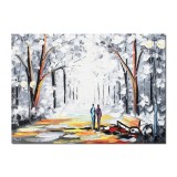 Tablou stilizat pictat manual, Noi doi pe aleea vietii, 70x50cm ulei pe panza
