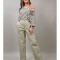 PANTALONI BUMBAC CU ELASTIC IN TALIE BACIO Kaki M-L