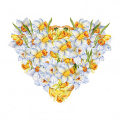 Sticker decorativ Floare Inima, Galben, 45 cm, 3432ST