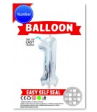 Balon din Folie Cifra 0-9 Argintii/oro 65 Cm