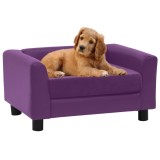 Cumpara ieftin Canapea c&acirc;ini pernă cu spumă vișiniu 60x43x30 cm pluș/piele eco
