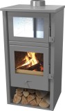 Soba pe lemne Horno gri 9,7 kW cu cuptor pentru incalzire