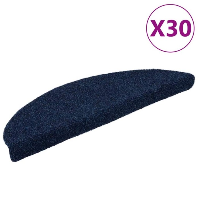 vidaXL Covorașe autoadezive pentru scări, 30 buc., 56x17x3 cm, semirotunde, bleumarin