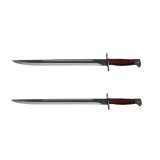 Cumpara ieftin Set 2 Macete Vanatoare AK-47, Otel Inoxidabil 61cm + Teaca Curea, Maro/Argintiu, Durabile, Cutit