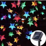 Instalatie solara exterior, decorativa, 20 LED in forma de stea, 5M, IP65,