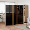 Paravan Camera Gossi 3 Panouri Negru 210x180cm Lemn Acacia Despartitor Interior Exterior