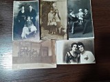 Set 5 Fotografii Carte Postala Interbelica, Familie, Sepia/Alb-Negru, 14x9cm, Colectie, Necirculate