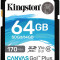 CARD MicroSD KINGSTON, 64 GB, MicroSD, clasa 10, standard UHS-I U3, &quot;SDG3/64GB&quot;