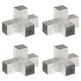 Gossi conectori de grinda, forma x, 4 buc, 81x81 mm, metal galvanizat