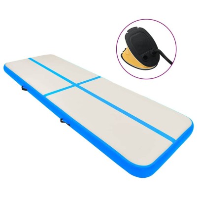 vidaXL Saltea gimnastică gonflabilă cu pompă albastru 400x100x20cm PVC 92680 foto