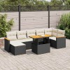 VidaXL Set mobilier grădină perne 8 piese negru, poliratan/lemn acacia 3327514