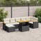 vidaXL Set mobilier grădină perne 8 piese negru, poliratan/lemn acacia 3327514