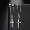 Cercei din inox CRUCE lungi N3595A