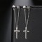 Cercei din inox CRUCE lungi N3595A