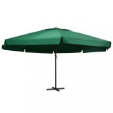VidaXL Umbrelă de soare de grădină, st&acirc;lp aluminiu, verde, 600 cm