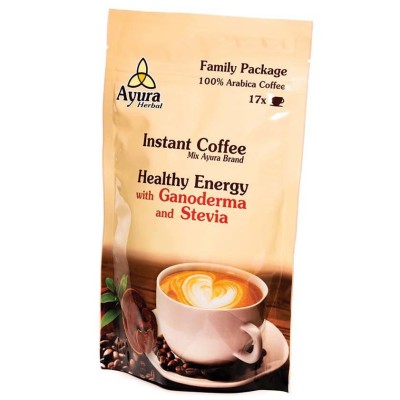 Cafea cu Ganoderma si Stevie Instant Coffee Mix Family 250 grame Ayura Herbal foto