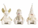 Cumpara ieftin Set 3 figurine Craciun textil alb auriu 19 x 15 x 39 H, 18 x 16 x 39 H, 17 x 16 x 28 H