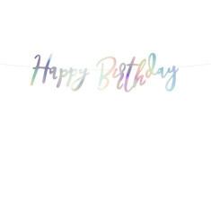 Banner happy birthday iridescent 16.5x62 cm