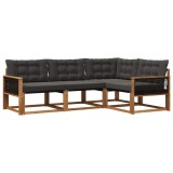 vidaXL Set de canapele de exterior cu pernă 4 pcs Natural și Negru 3381392