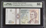 1000 lei 1991 fara punct pmg66 unc bancnota gradata