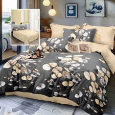 Lenjerie pat dublu,bumbac finet,6 piese,cearceaf normal 220x240cm, cearceaf pilota 200x220cm, 2 fete de perna 50x70, 2 fete de perna 70x70- 98238