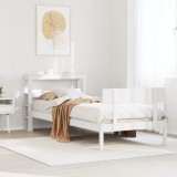 VidaXL Cadru de pat fără saltea, alb, 75x190 cm, lemn masiv de pin